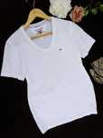 F60 koszulka damska Tommy Hilfiger biała t shirt bawełna V serek  L 40