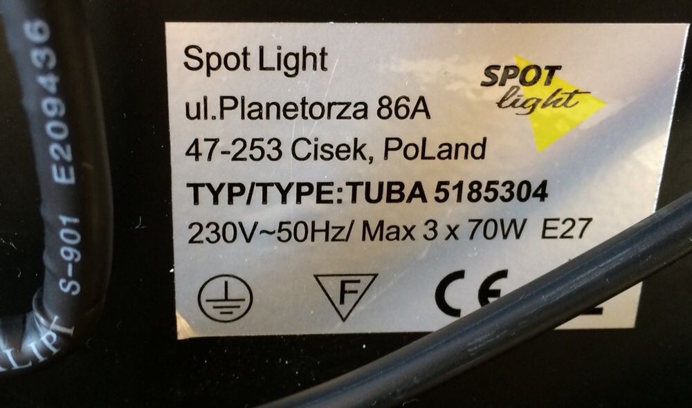 Spot Light - lampa sufitowa czarna 3xE27 wewnątrz klosza pomarańczowa