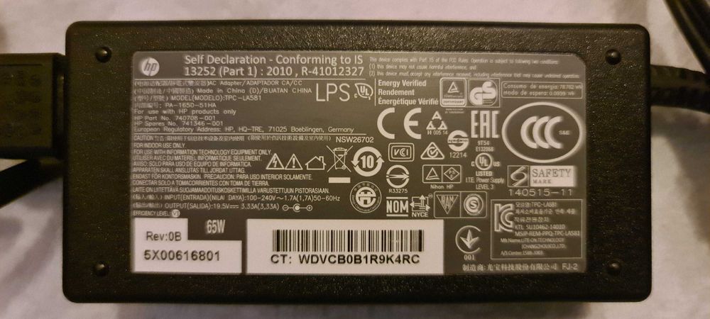 Transformador HP Original 65W - Modelo TPC-LA58