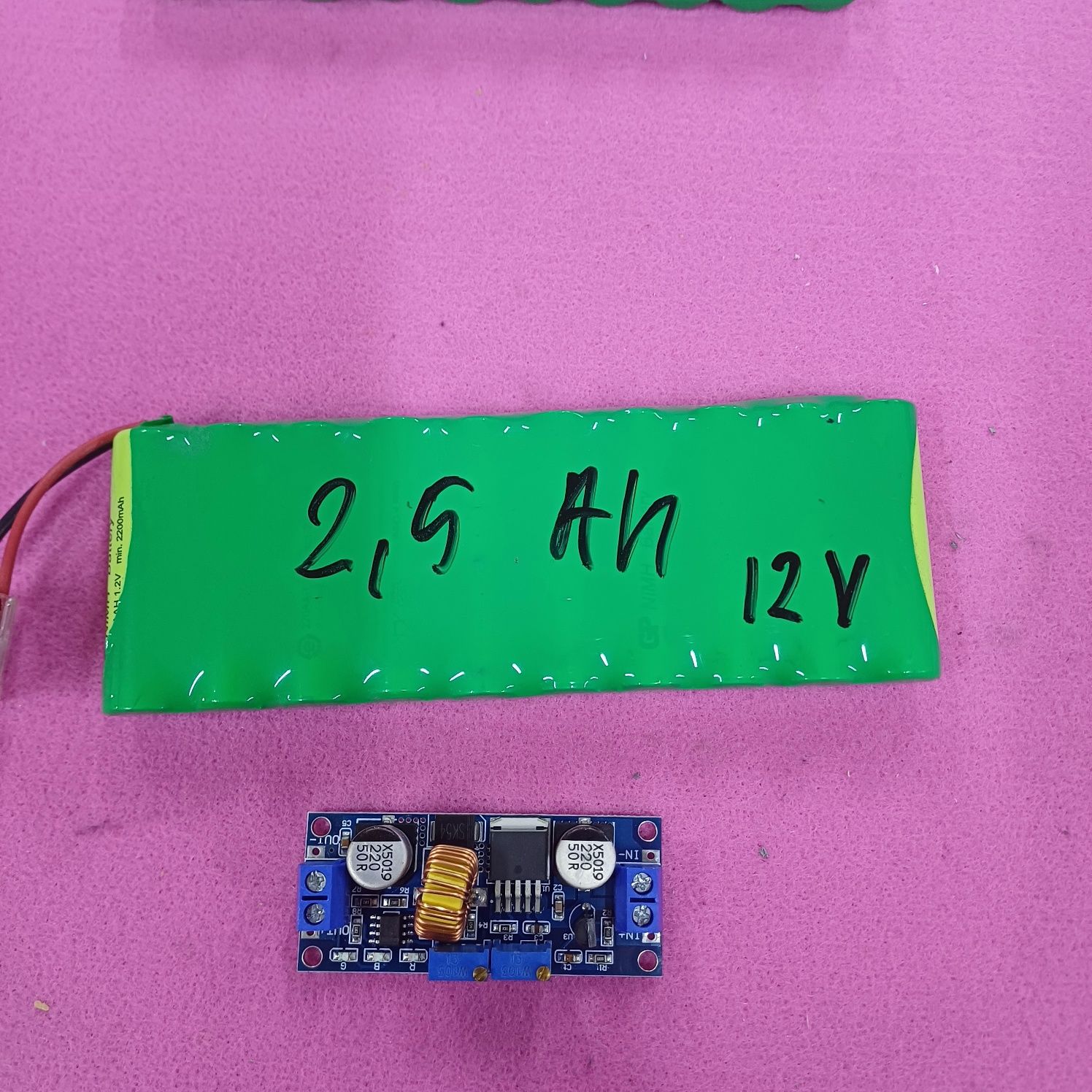 Akumulator 12 V 2,5 Ah z Ogniw 1,2 V 2200 mAh x 10 szt z przetwornicą