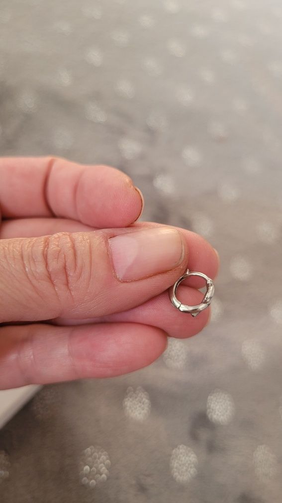 Серьги колечки маленькие  8 мм  серебро родированное