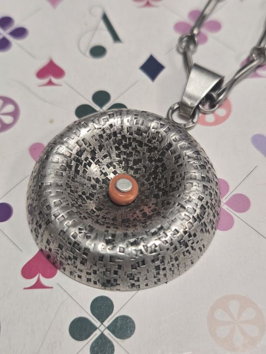 Naszyjnik vintage ORNO srebro koral