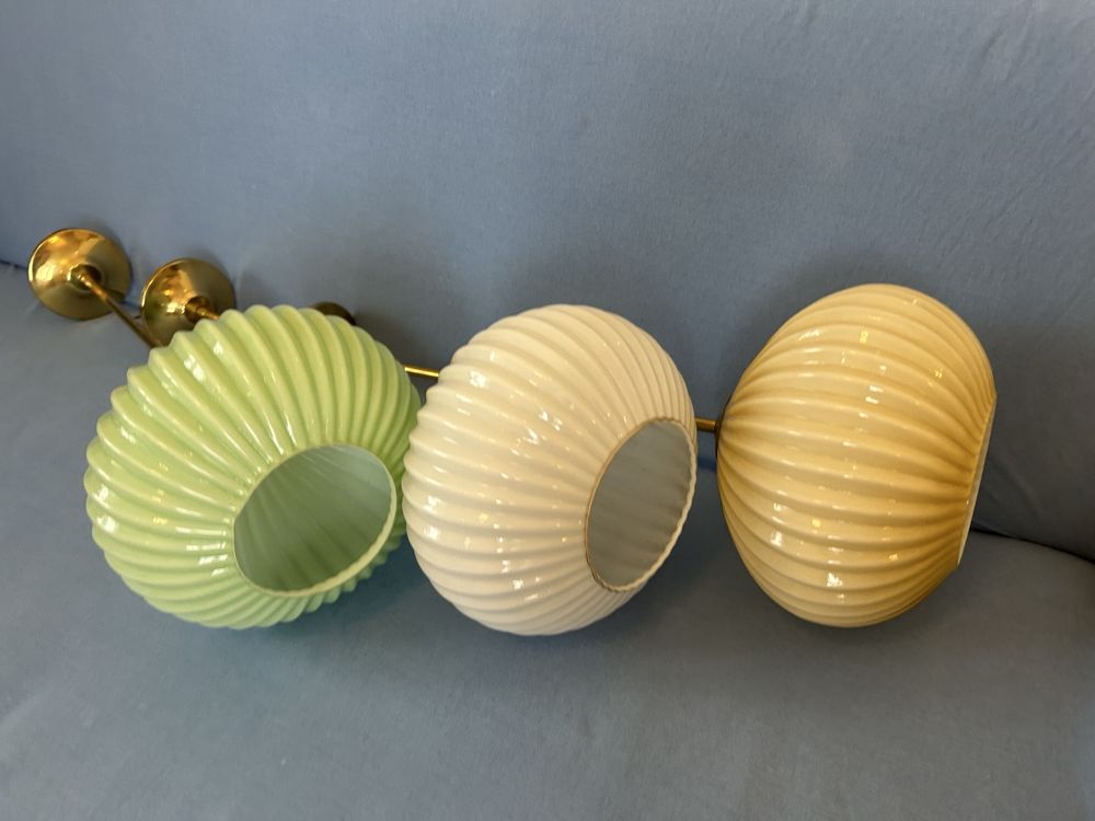 Stara lampa art deco szklany klosz żyrandol