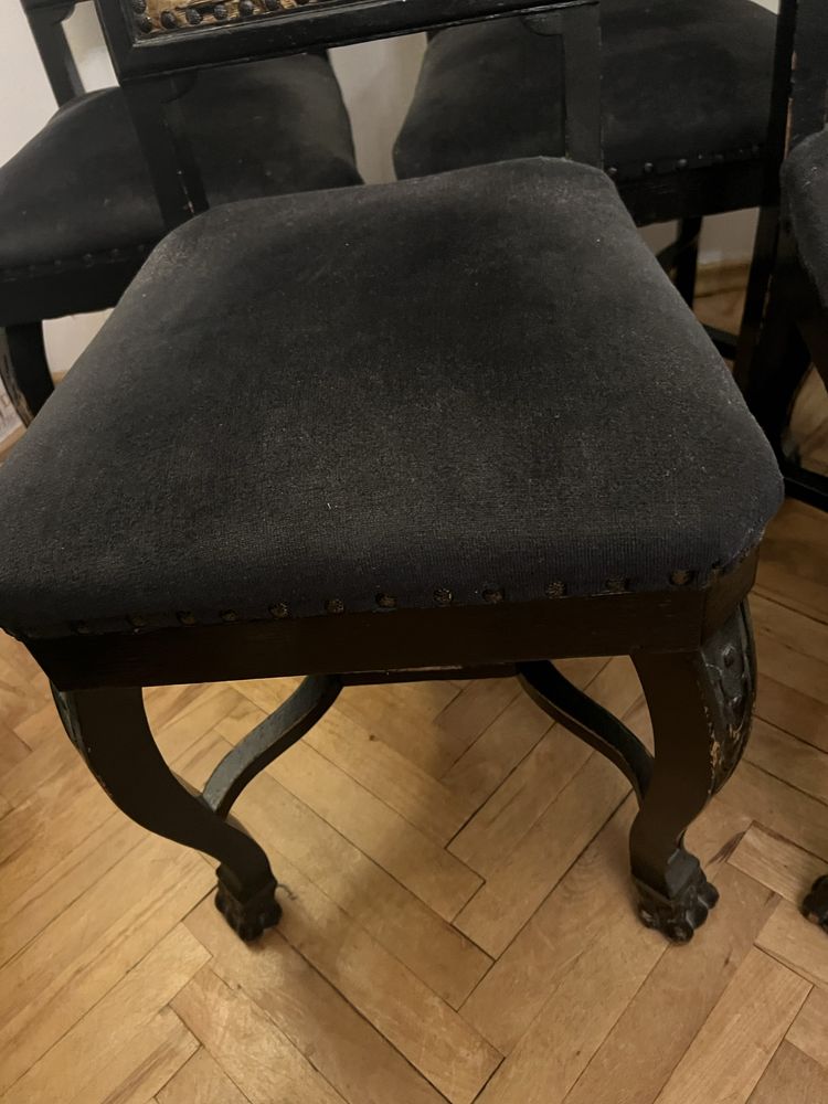 Ponad 100 letnie krzesła drewniane 5 sztuk komplet oryginalne czarne