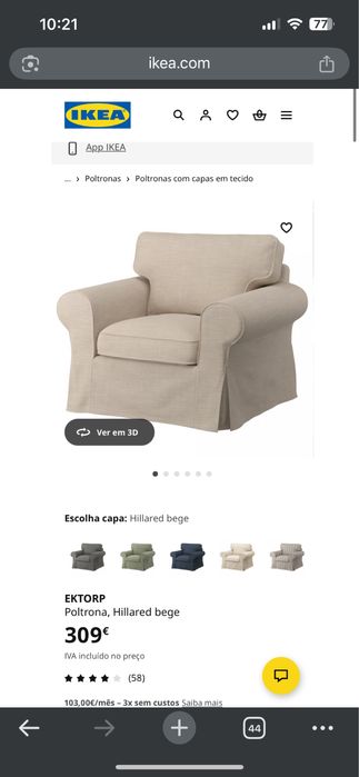 EKTORP Sofá 2 lugares Ikea conjunto