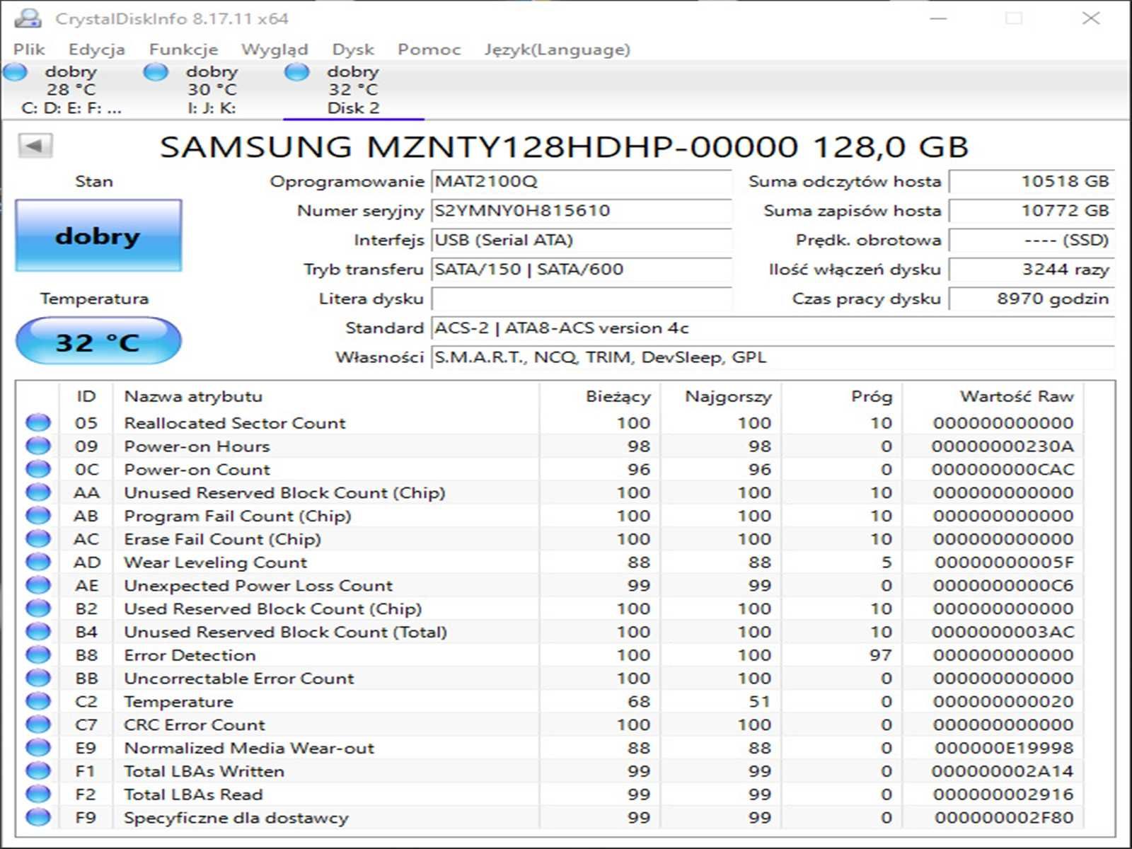 SSD M2 128GB Samsung Cm871A