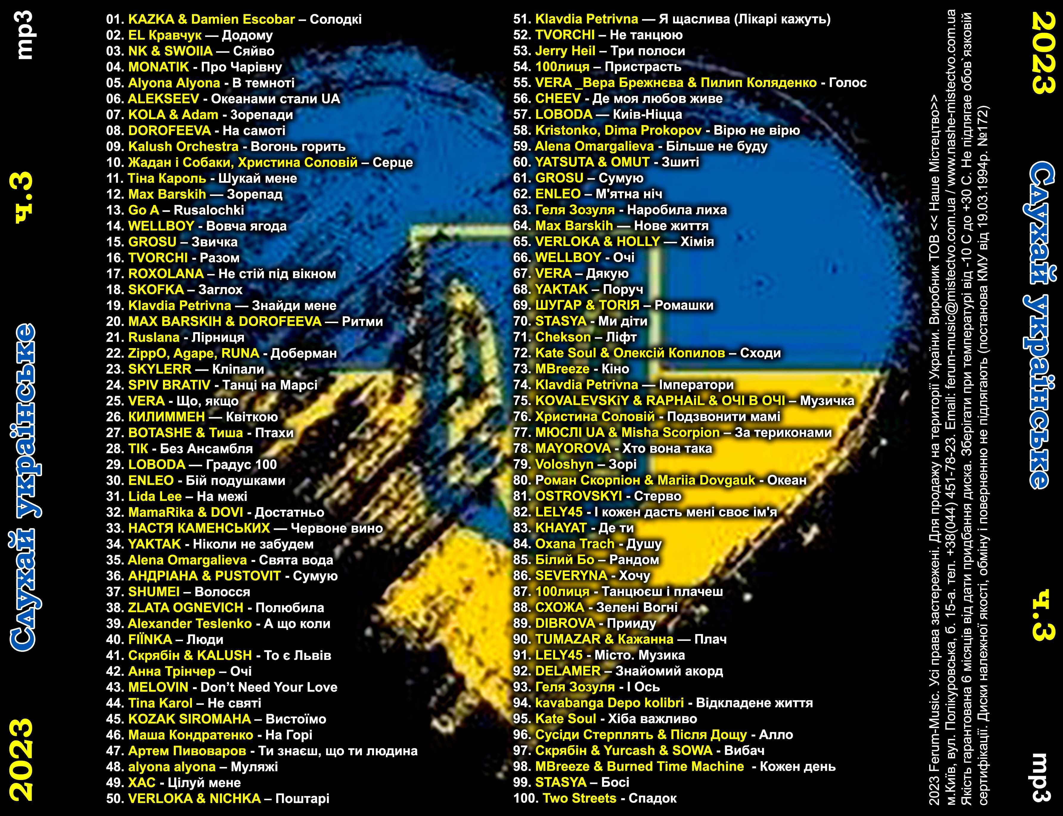 МУЗИКА: Сучасні українські пісні, диски (Нові), mp3, 2023!