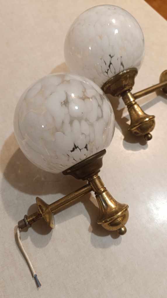 Retro lampy komplet. Klosze że szła murano. Mleczno przezroczyste.