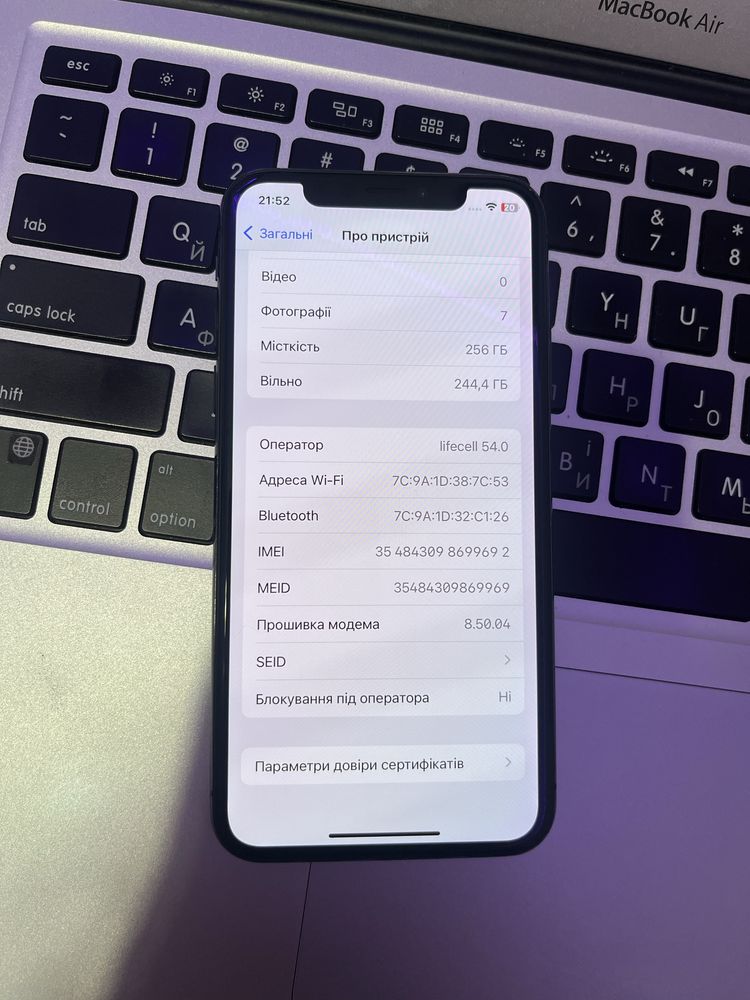 iPhone X 256gb black neverlock
