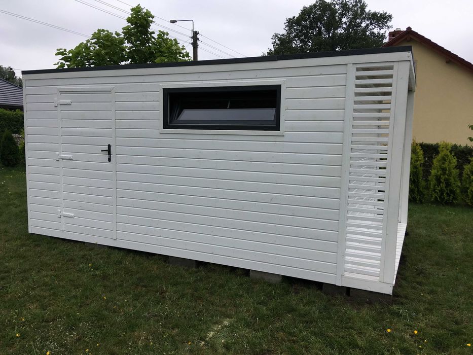 Domek ogrodowy Alex 4,5 m x 3 m z drewutnią