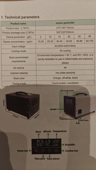 Ozonator sterowany z pilota.