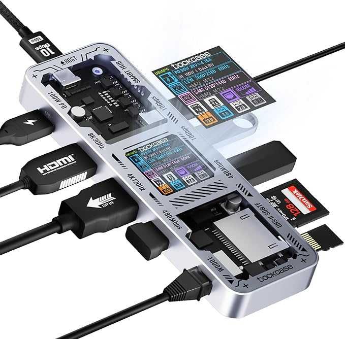 NOVO! Dockcase Smart USB-C Hub 10-In-1 Explorer Edition (Matte Black]