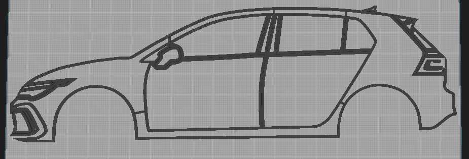VW Golf GTI 8 Obrys na ścianę Druk 3D, model dla Fana marki na prezent