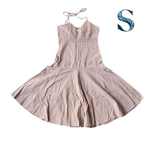 Vestido com Roda Bege S