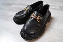 Czarne buty mokasyny na platformie loafersy oksfordy 39 creepersy