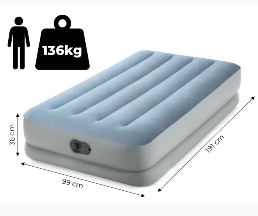 Materac dmuchany jednoosobowy z pompką INTEX