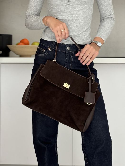 Сумка натуральна замша коричнева  у стилі Rodeo