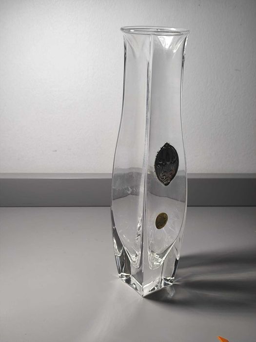 Vaso em Cristal com Aplicação Metálica