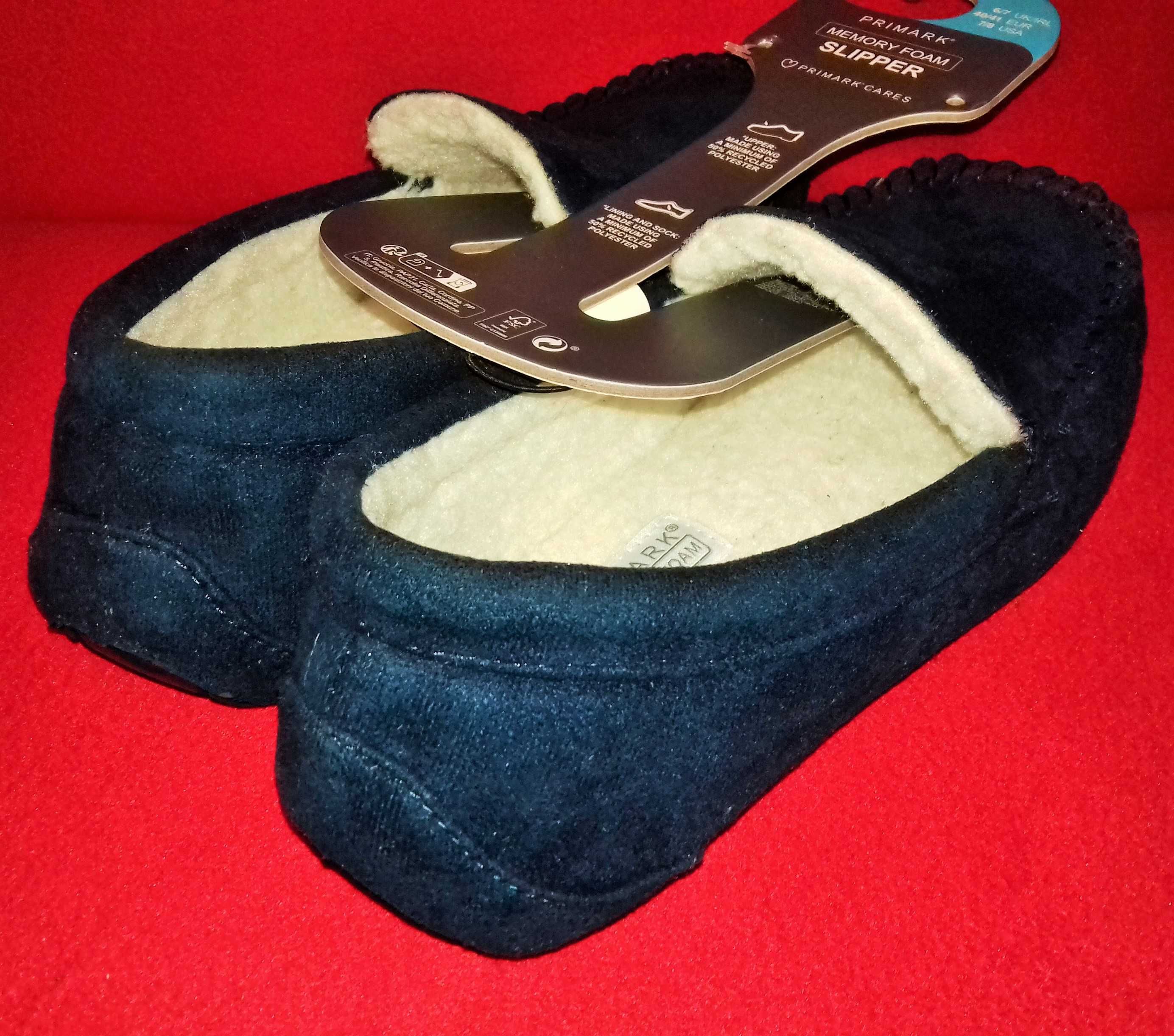 PRIMARK Modne, granatowe kapcie mokasyny