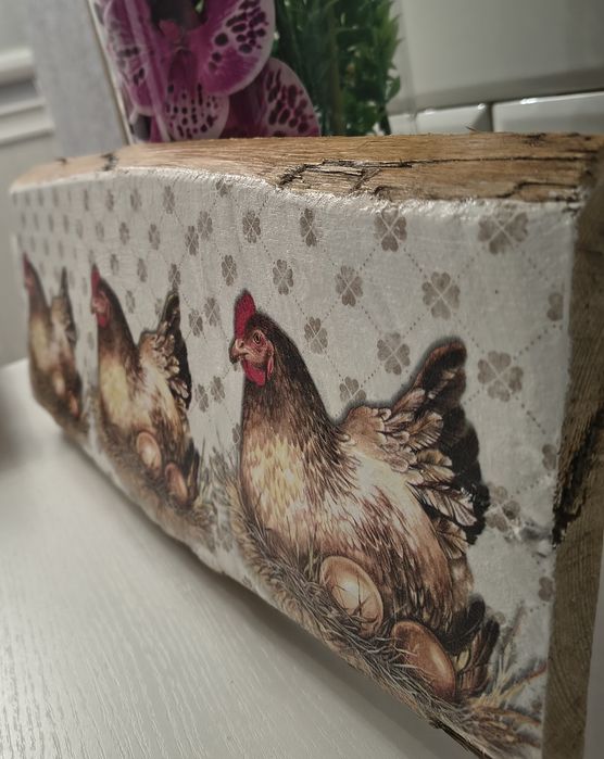 Obraz na desce kury decoupage