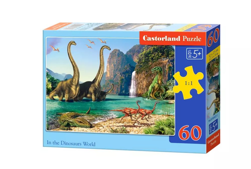 Puzzle 60 elementów. W świecie dinozaurów. Castorland