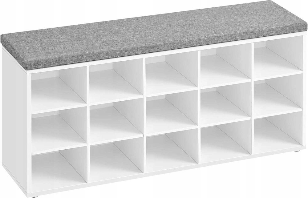 Funkcjonalna szafka biały regał na buty z siedziskiem 15 półek