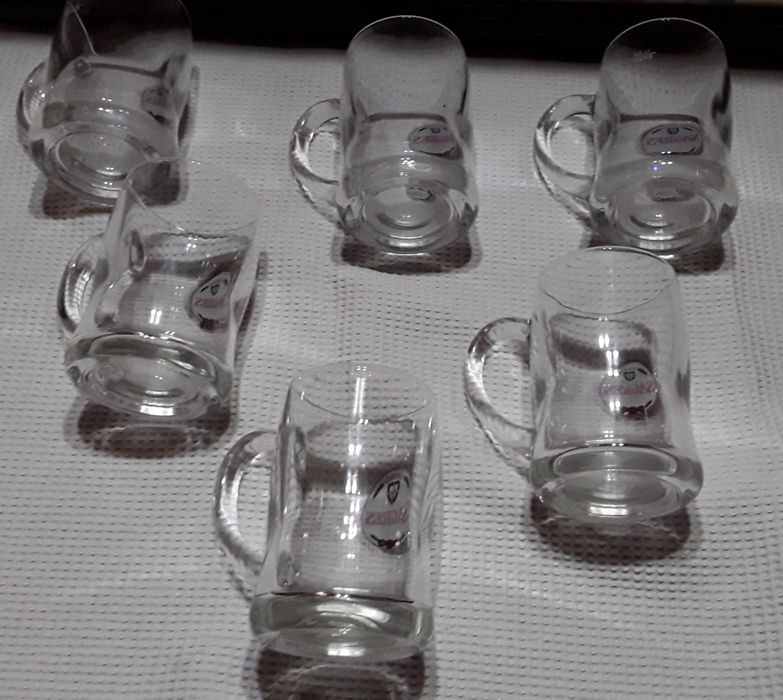 Canecas de cerveja da marca Sagres vintage, em vidro, 30 cl e 35 cl