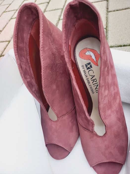 Botki Carinii, bordowe, 41, jak nowe