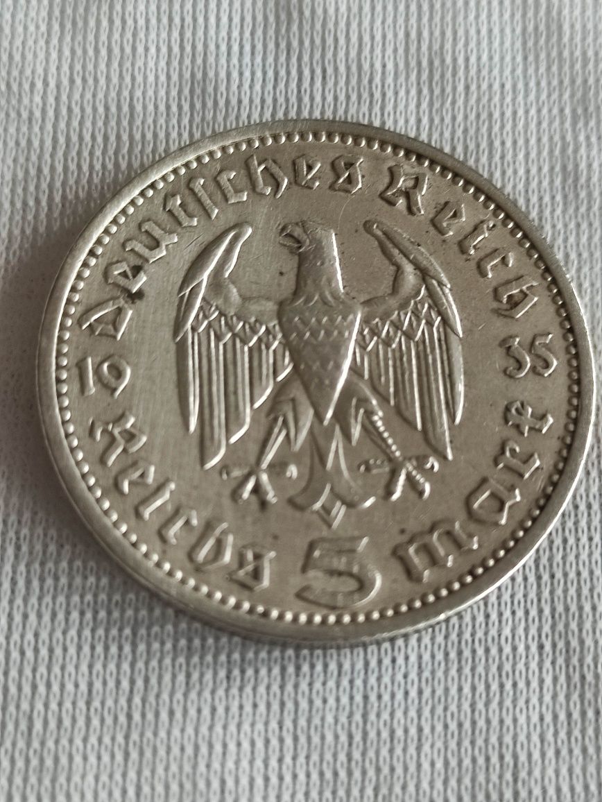 Hindenburg 5 Marek Reich Deutsches 1935 srebro 900