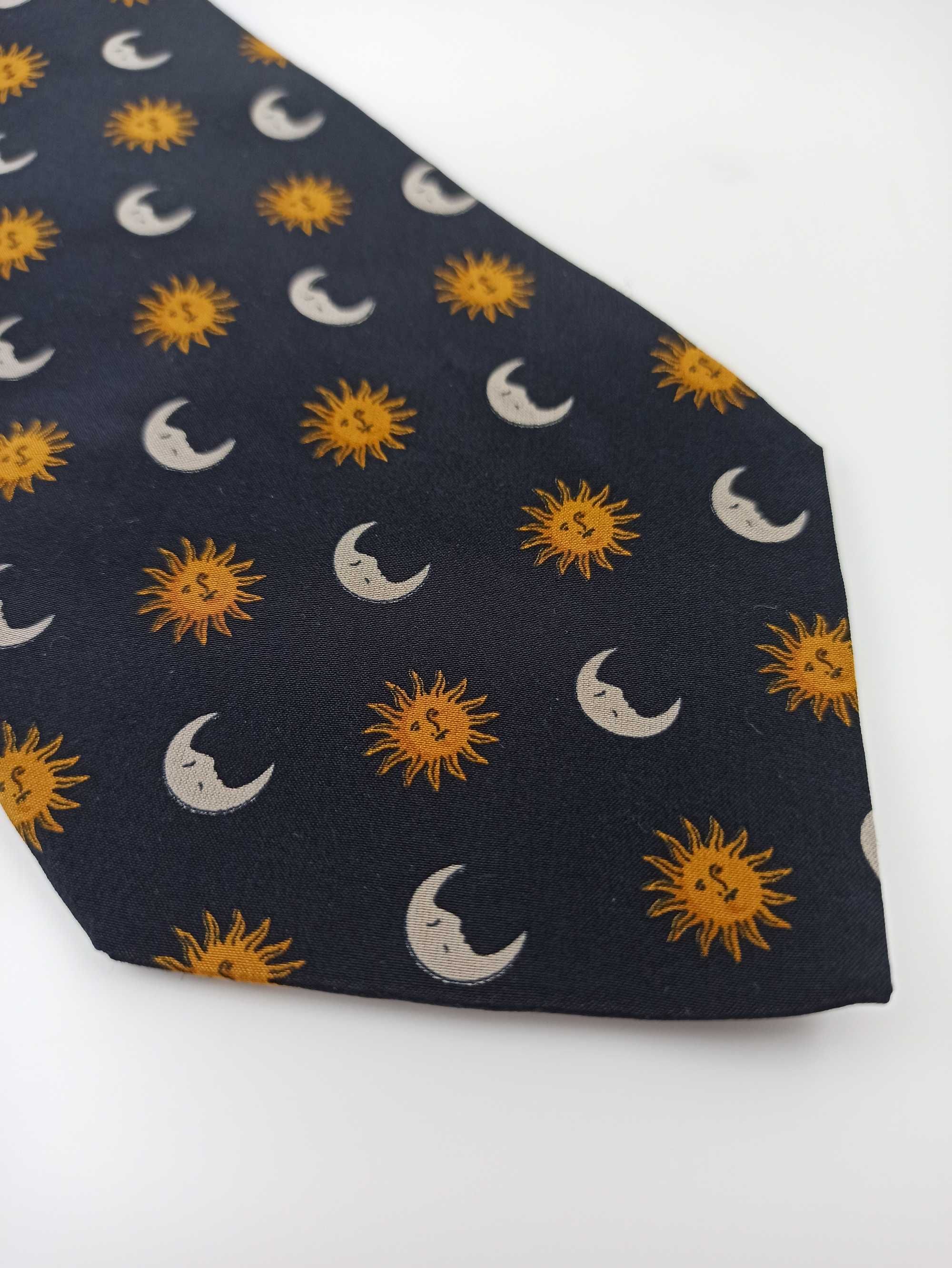 Ascot jedwabny krawat czarny w słońca słoneczka