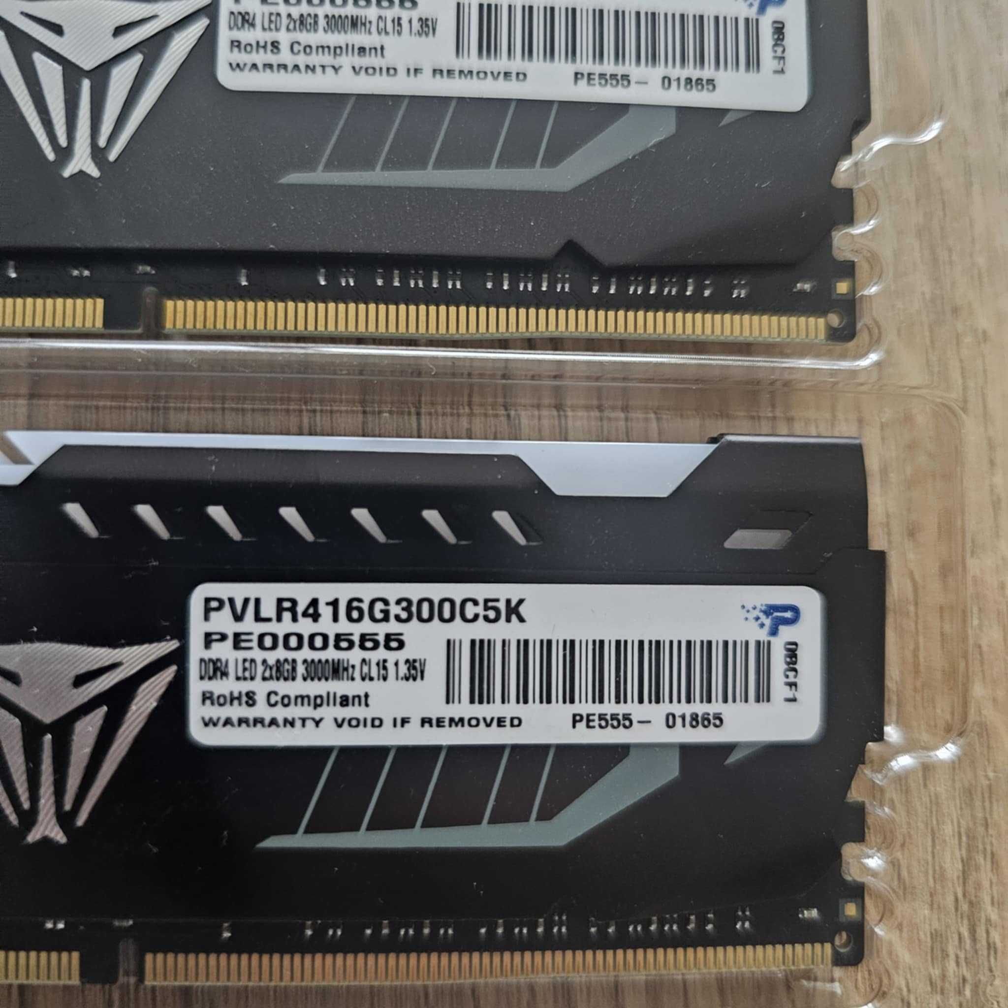RAM Patriot Viper LED Red 16GB [2x8GB 3000MHz DDR4 CL15 1.35V DIMM]