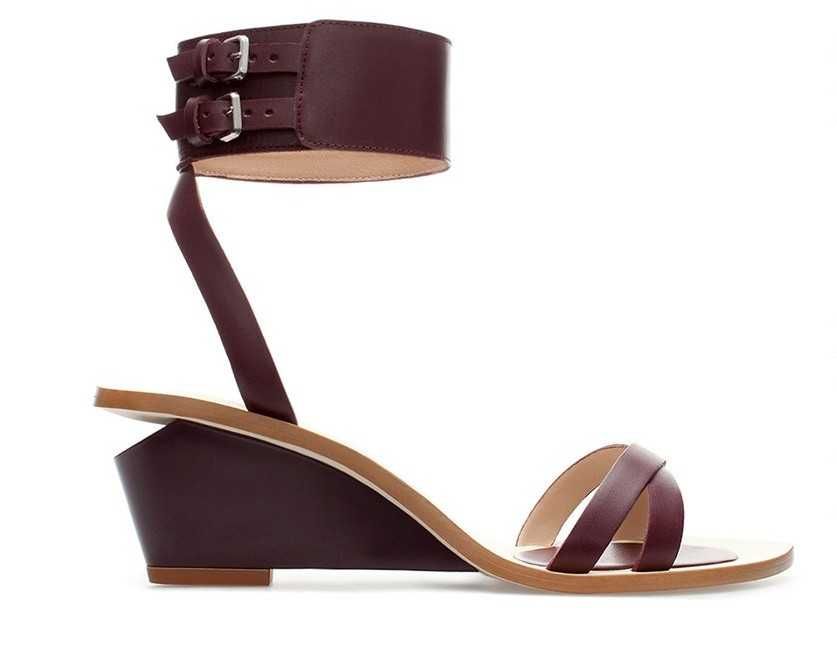 Zara brązowe sandały skóra naturalna 38