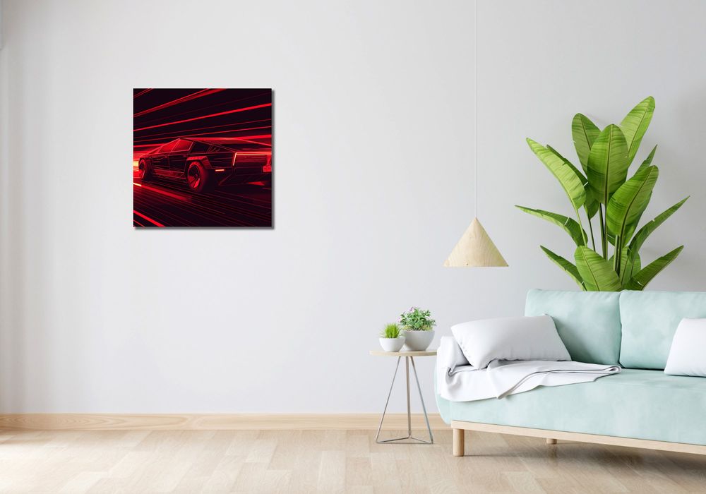 Obraz 60x60cm Prędkość w Czerwonym Neonie