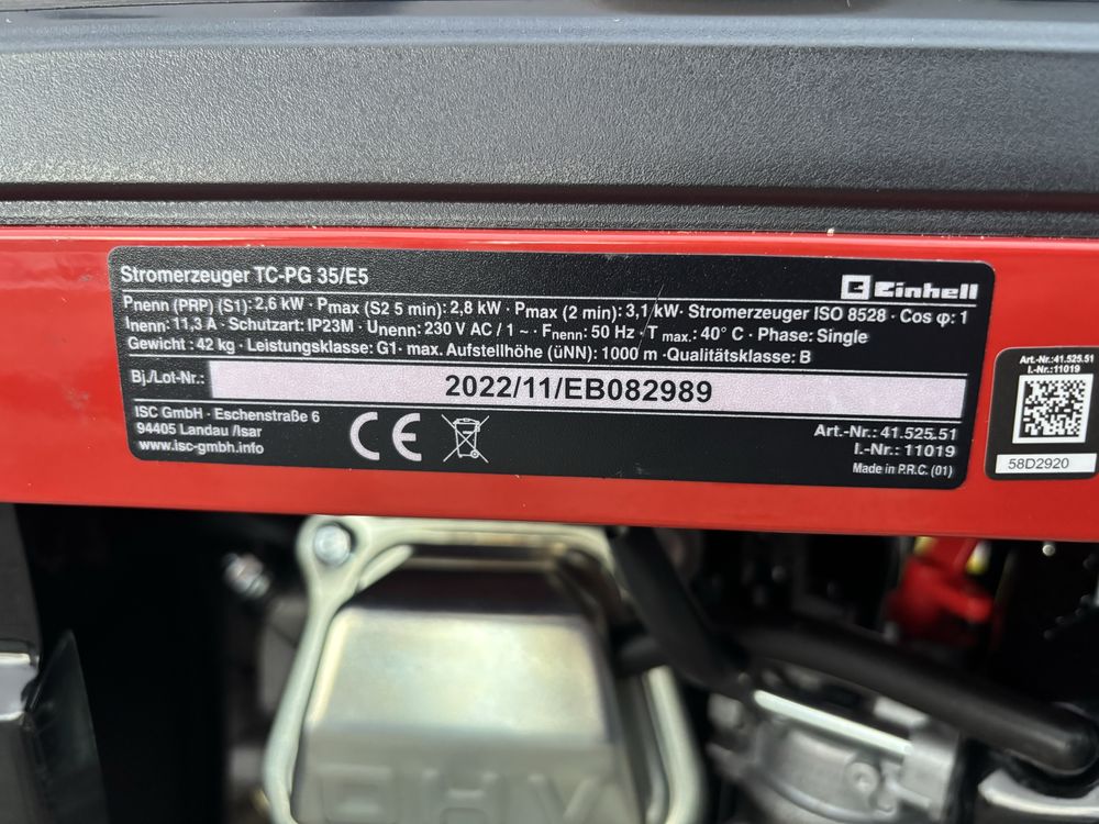 NOWY Agregat prądotwórczy EINHELL TC-PG 35/E5