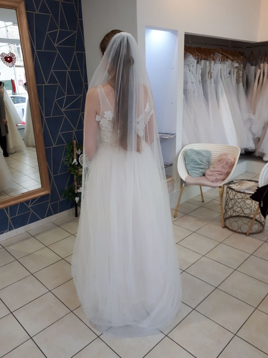 Suknia ślubna ivory/blady róż rozmiar M