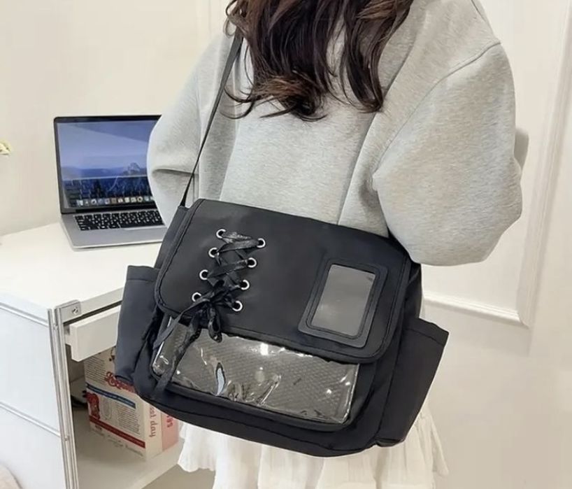 Сумка с прозрачным карманом, лентой , кошельком Ita bag японский стиль