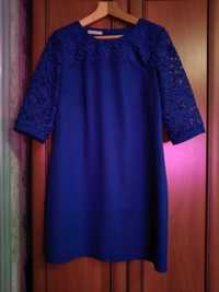 Нарядное синее платье р.54-56, б/у 1раз, состояние нового