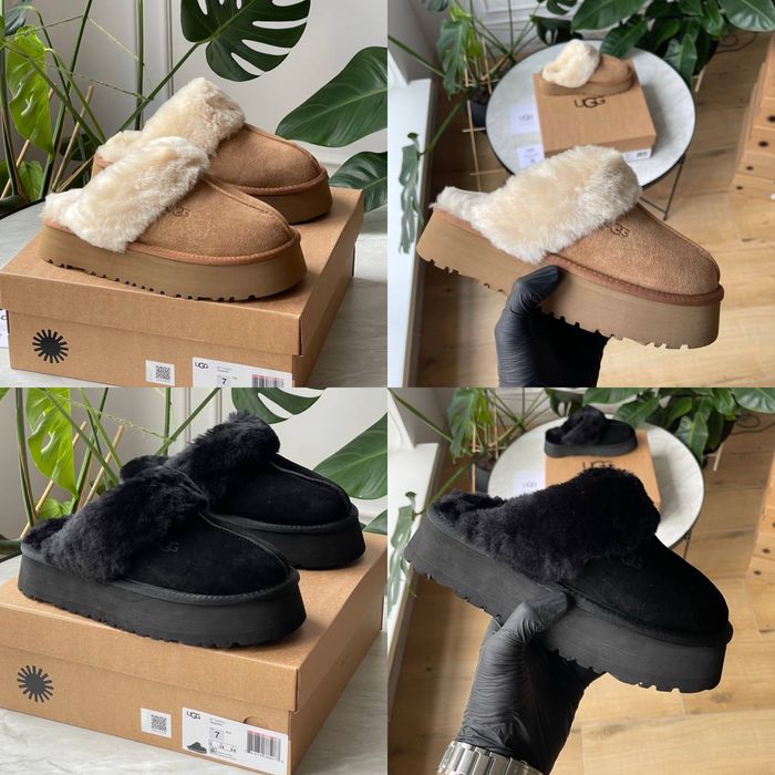 Жіночі UGG Disquette Platform Slippers натуральна замша та хутро
