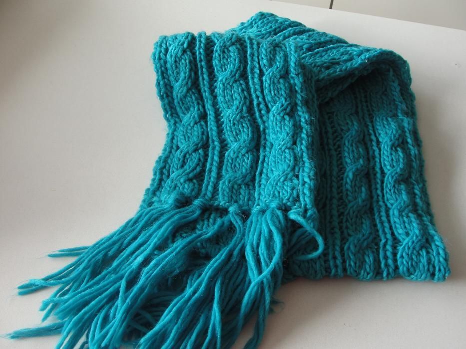 Cachecóis em lã Azul e Camel