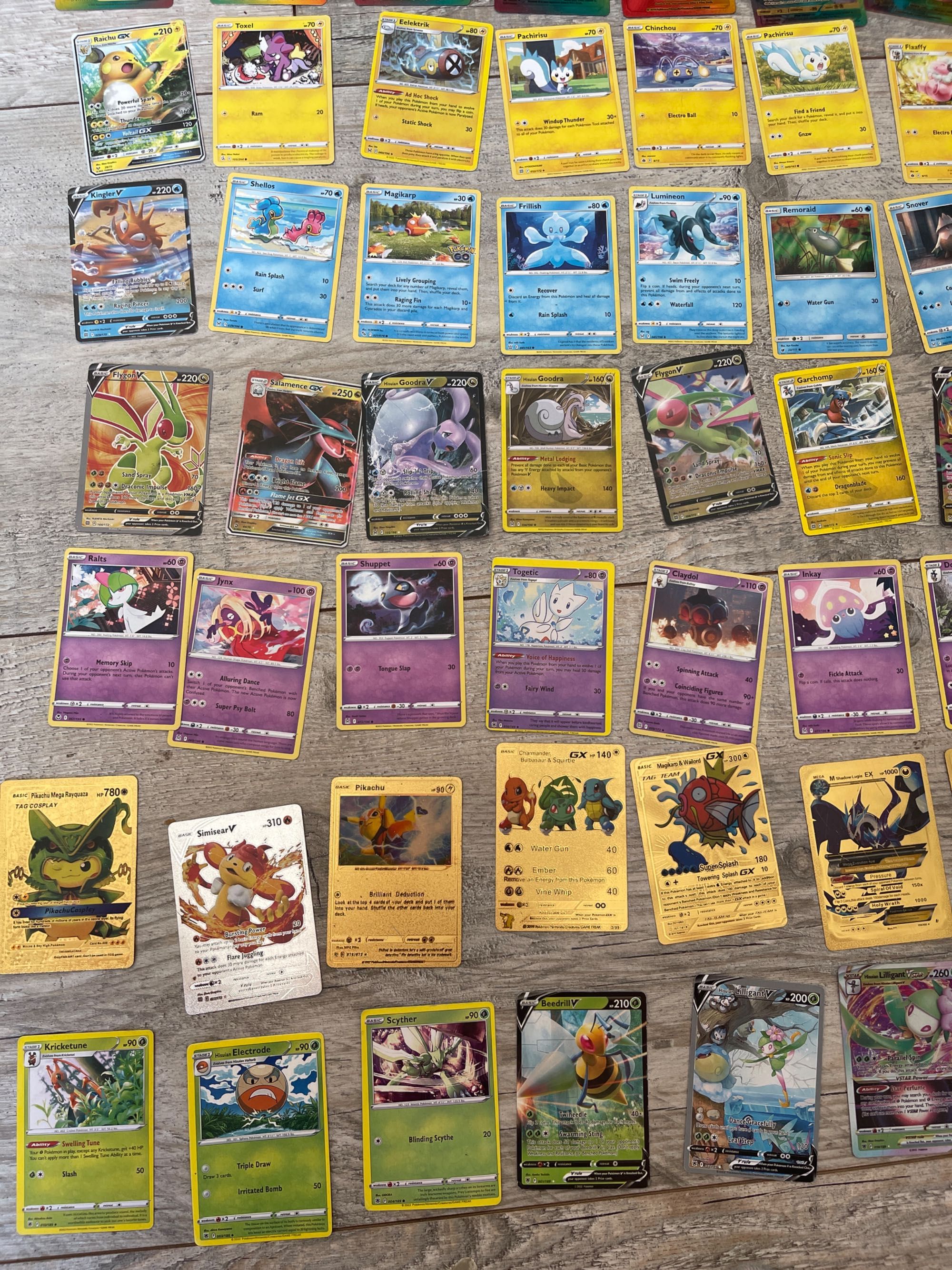 100 karty Pokemon pikachu złote czarne bardzo mocne karty pokemon