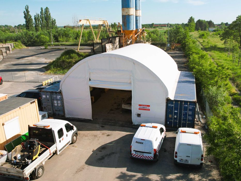Zadaszenie Kontenerowe 10x12m 900/m2 magazynowy, wiata kontenerowa)