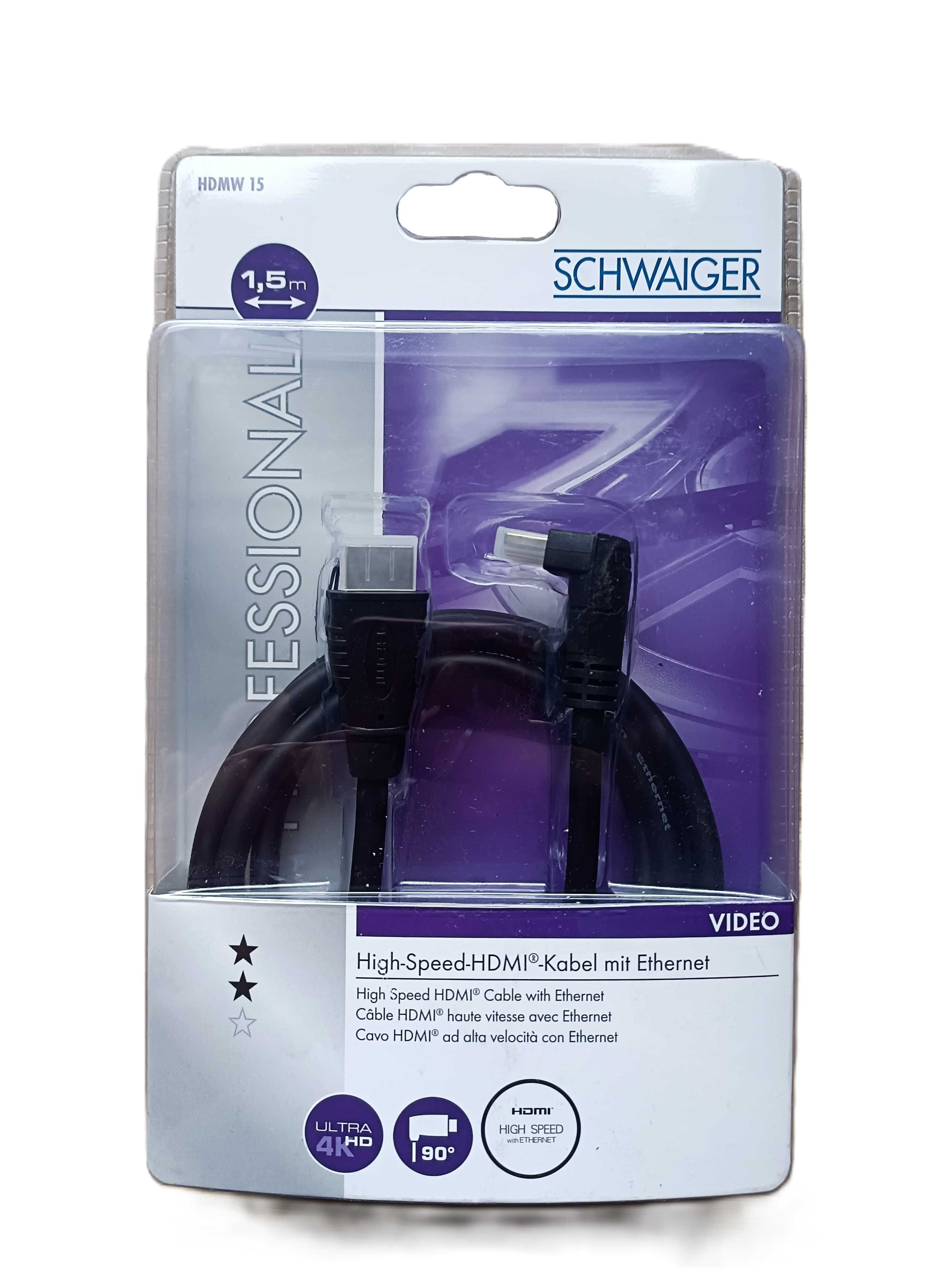 Kabel HDMI Schwaiger HDM1 Kątowy 90 - 4 K Ultra HD 1,5 m