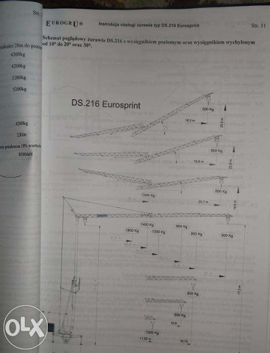 Dźwig żuraw budowlany wieżowy wynajem Erosprint DS 216 Liebherr Potain