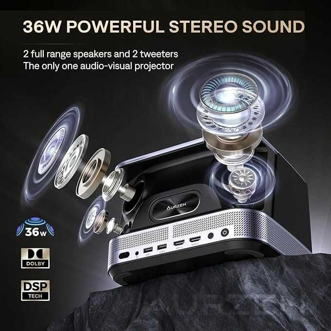 AURZEN Boom 3 projektor FHD 1080p Netflix Dolby Auto Focus/Keystone A-