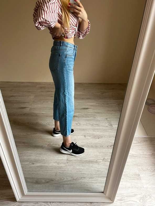 Zara jeansy dżinsy spodnie XS 13 14 lat wide culotte proste