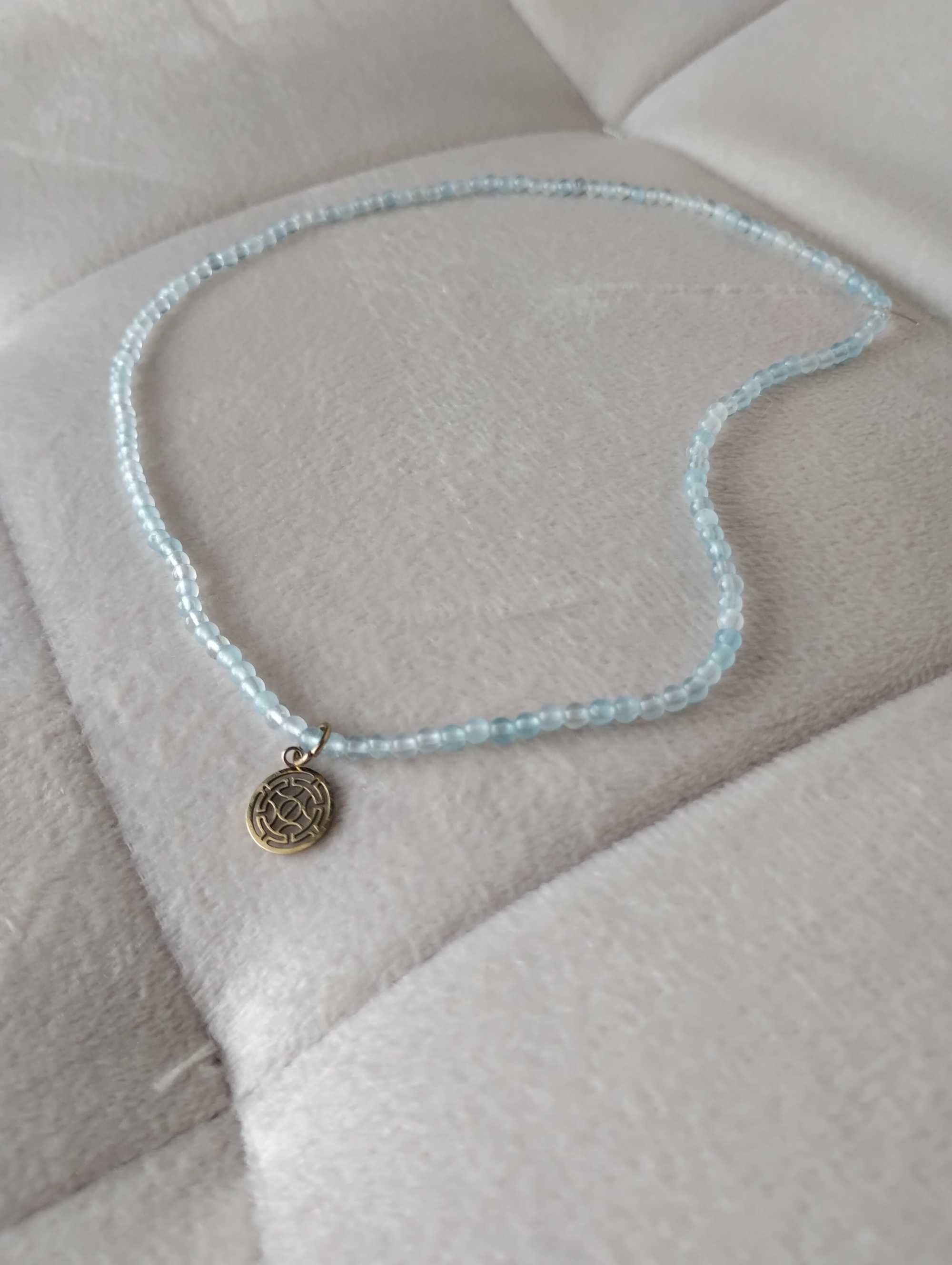 Naszyjnik handmade z niebieskiego akwamarynu - kamienie naturalne