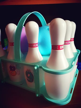 Kręgle zabawkowe dla dzieci z 2 kulami, bowling plastikowe