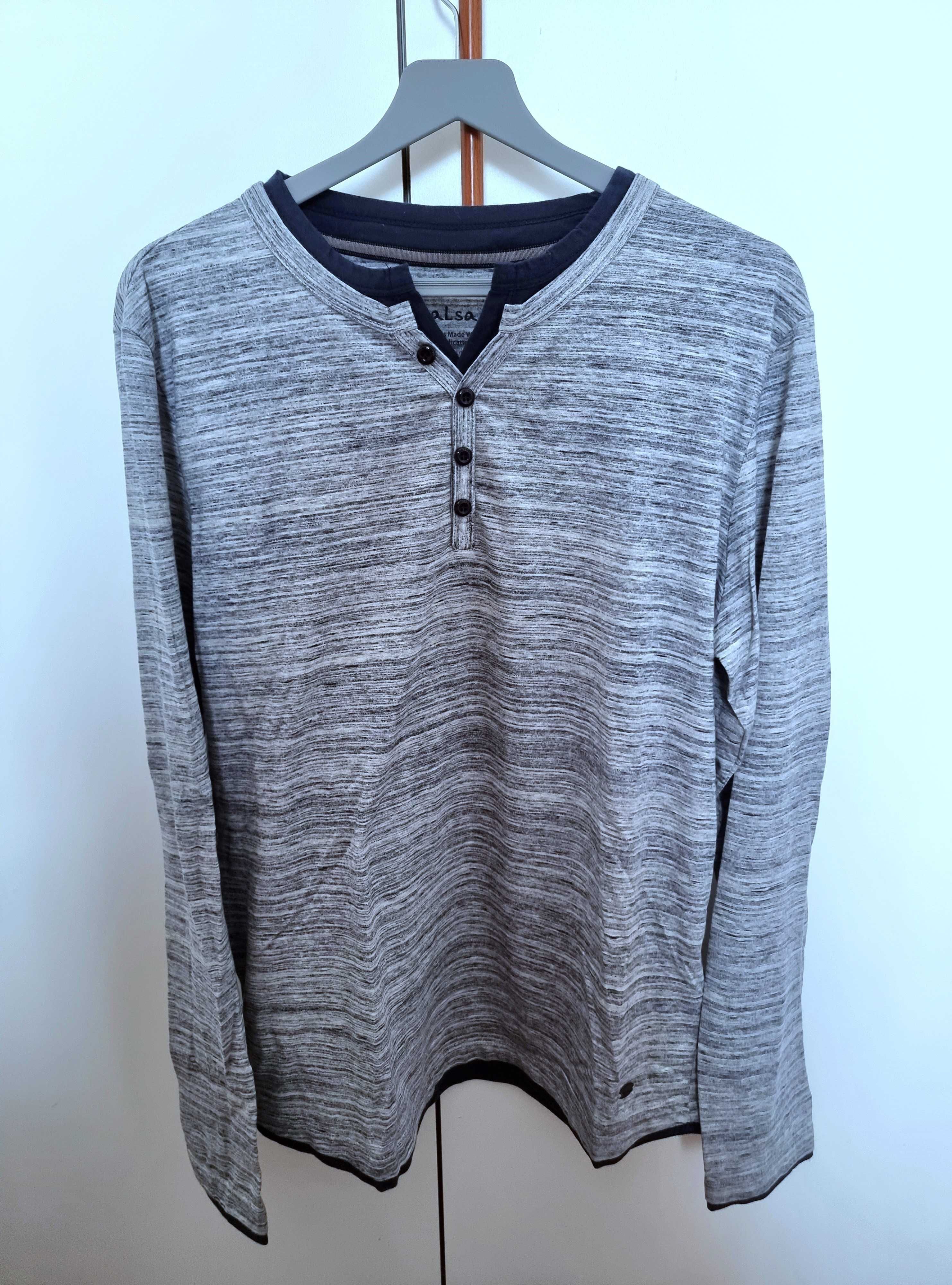 Camisola cinzenta e azul escura de manga comprida Salsa, tamanho L