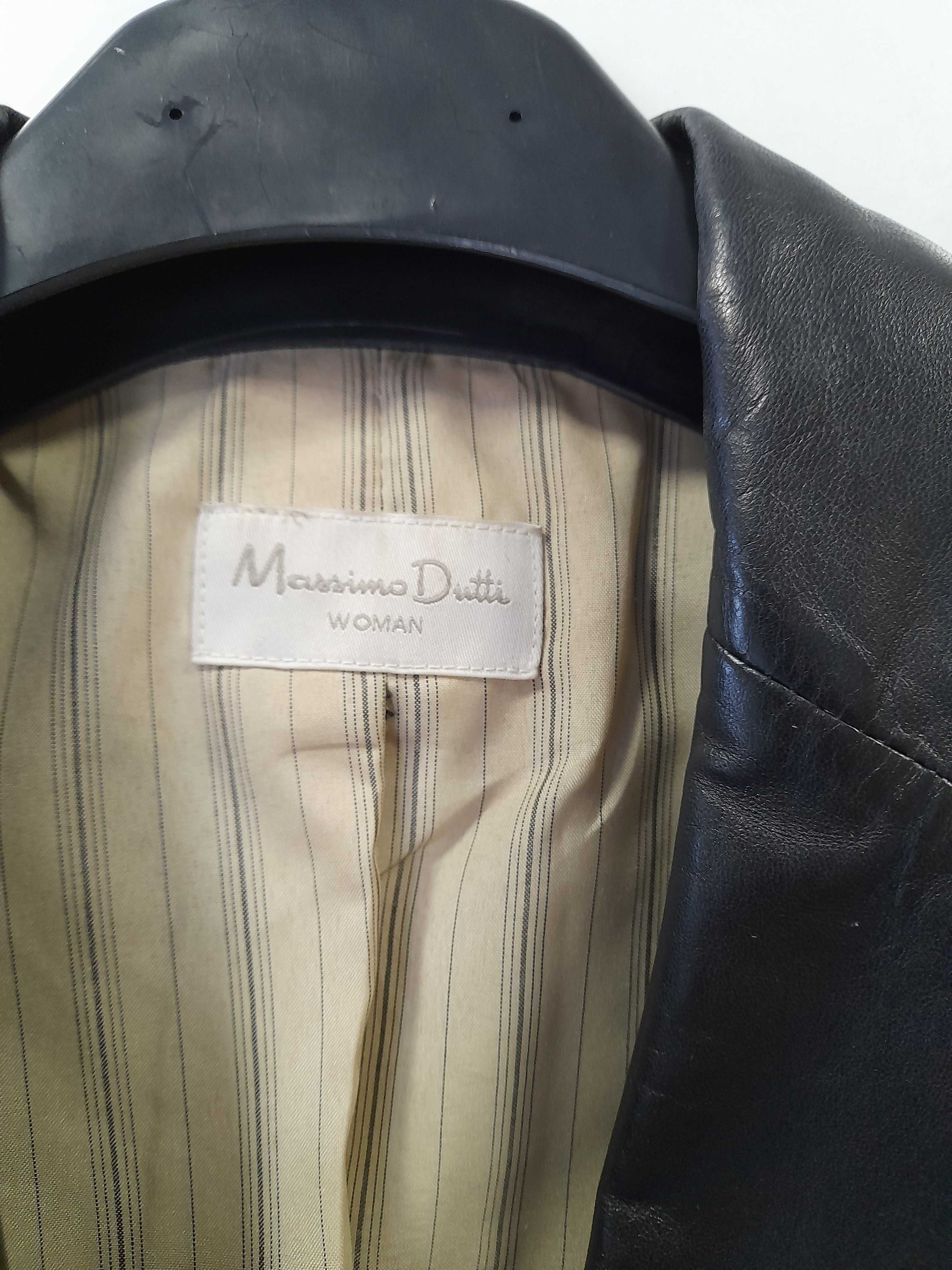 Blazer Massimo Dutti em pele preta