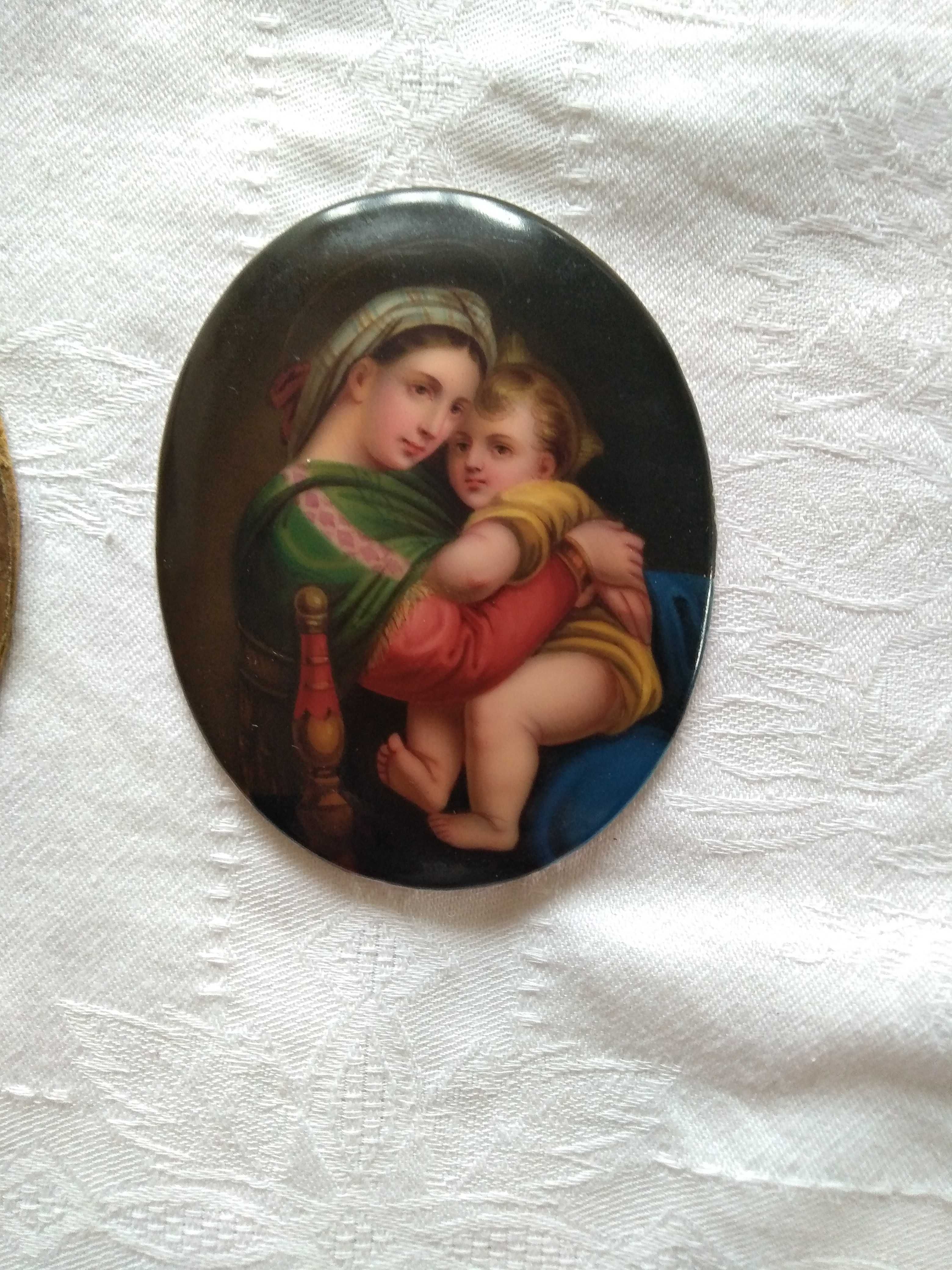 1850Porzellan Heilige Maia Mutter Gottes Jesus Madonna ikone